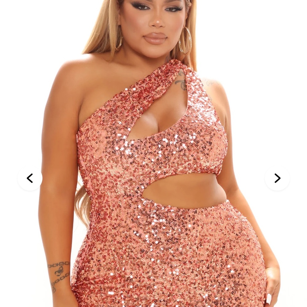 Fashion Nova Orange Sequin Mini Dress